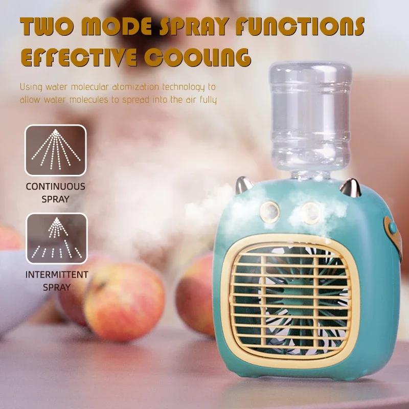 

2024 new small monster dual spray fan desktop air conditioning fan household charging water-cooling fan humidification air coole белый