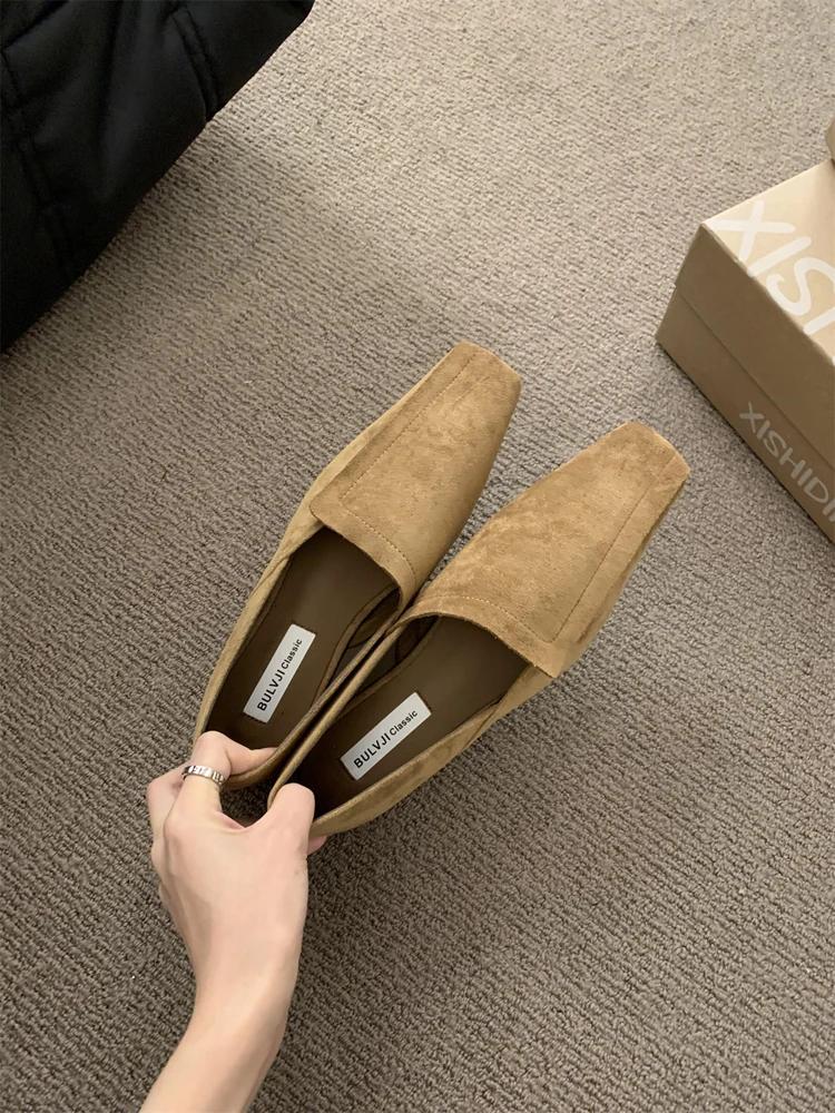 

Женские персонализированные туфли-одинарки Новые балетки с квадратным носком из замши для женщин для отдыха на открытом воздухе Кожаная поверхность Zapatillas De Mujer 35 абрикосовый