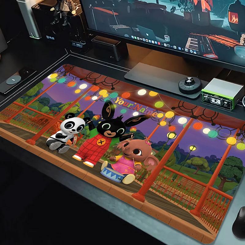 Bing Custom Name Large Size Mouse Pad Large Gaming Table Cushion Non-slip Laptop Tablet Big Mousepad XXL Mat Mini PC Playmat With Lock Edge