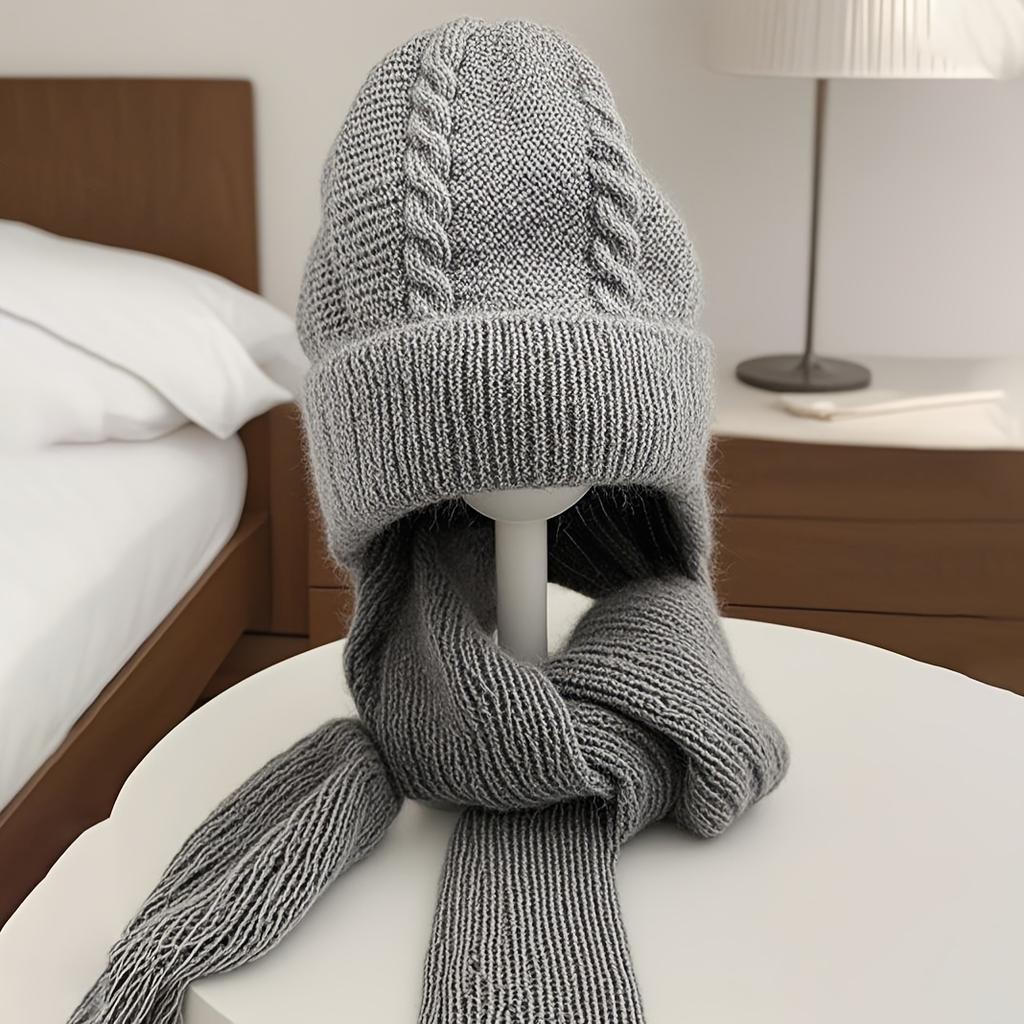 Winter Scarf Set, Coral Fleece Lining Windproof Ski Mask, Christmas Gift for Women Men, Outdoor Sports Ear Warmer Accessories