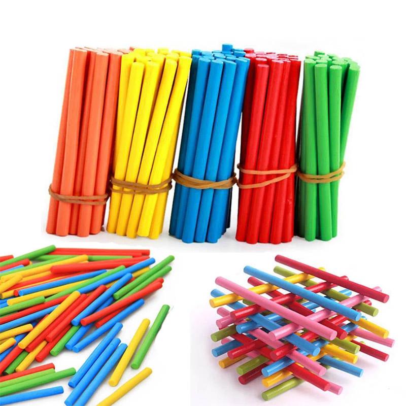 200Pcs Counting Sticks Wooden Montessori Educational Toys Math Classroom Supplies Teaching Kids Learning Kindergarten Gifts