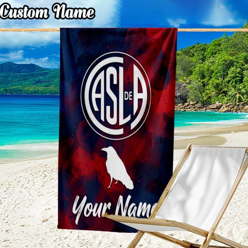 Custom Name Atlético San Lorenzo de Almagro Beach Towel - Soft, Ultra-Absorbent Microfiber, Lightweight, Perfect for Beach, Parties, Travel, Camping