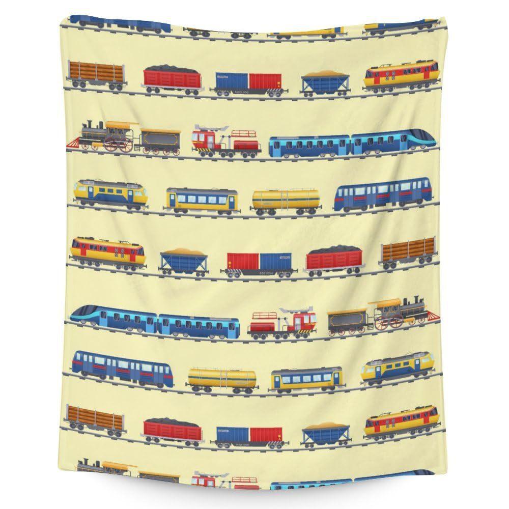 

Винтажный плед с принтом поезда Мягкий и удобный Всесезонный фланелевый плед Подарочный плед на день рождения 75x100cm
