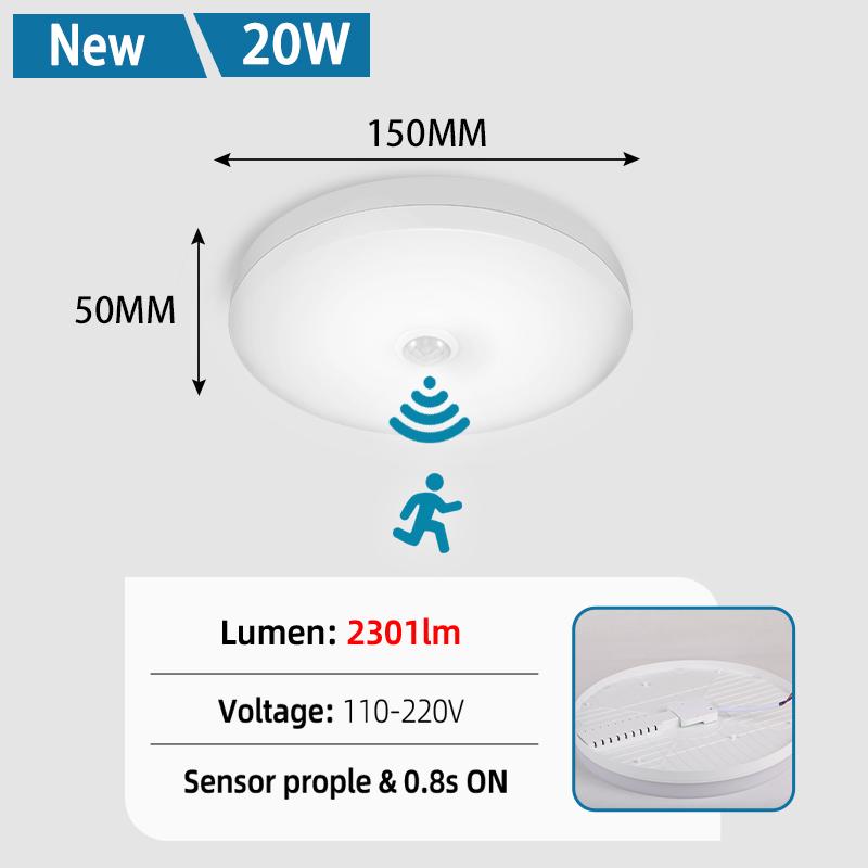 Led Ceiling Lamp With Motion Sensor 110-220V Human Infrared Smart Room Lamp 20W 40W Ceil Lamps For Entrance Balcony Corridor