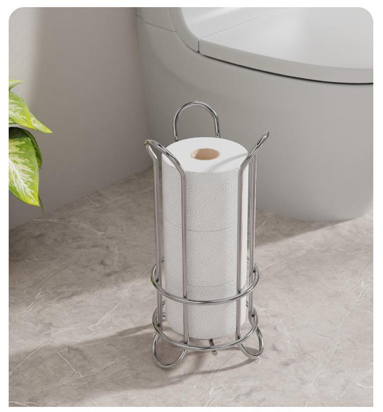 Silver Vertical Paper Towel Holder - Punch-Free Desktop Kitchen Storage Rack