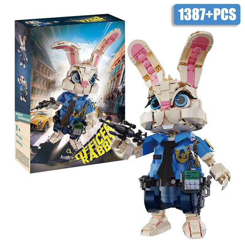 DK7064 Officer Rabbit 1387pcs Models DIY Small-Piece Building Blocks Brick MOC Technical Assembly Toys for Kids Gifts