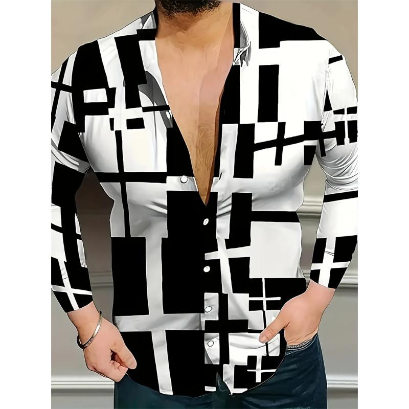 Men's Button Down Casual Shirt with Spring and Summer Floral Print Long Sleeved Shirt for Daily Fashion and Comfort