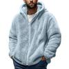 Men's Fashion Solid Color Patchwork Sweatshirt Loose Double-sided Velvet Warm Jacket Zipper Outerwear