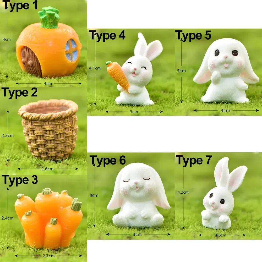 Cute Rabbit Resin Fairy Garden Miniature Figurine Ornament Micro Landscape Home Decoration Action Figure Dollhouse Accessories