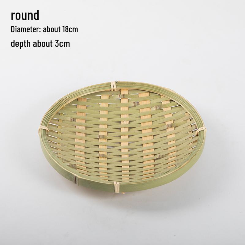 Handmade Bamboo Weaving Sieve Basket Storage and Snack Plate Set