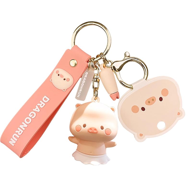 

[Moerstar] pig key ring cute cartoon pig 3D keychain key ring ladies Fashionable key chain mini keychain cartoon pig doll key chain pendant bag