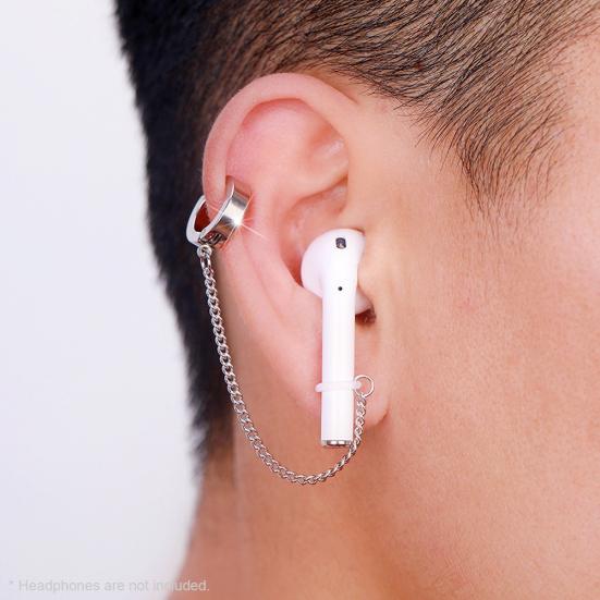 Stylová bezdrátová sluchátka Titanová ocel Ochranný řetízek Náušnice pro AirPods
