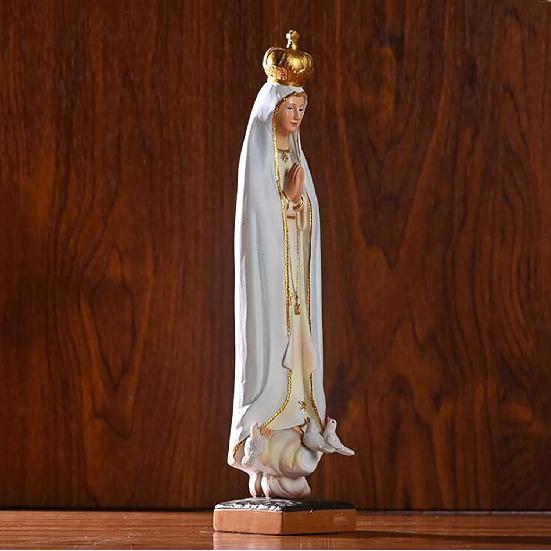 RR&LL Catholic Statue Our Lady of Fatima Virgin Mary Figure, Resin, 8.26x2.36x2.16 inch, White
