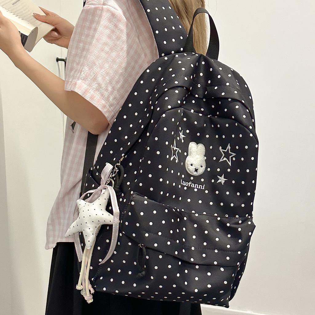 Schoolbag Korean polka dot rabbit star contrasting color backpack student large capacity class schoolbag cute high value backpack female