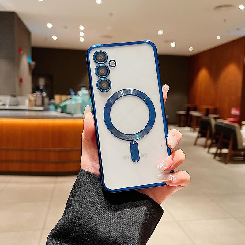 New Electroplated Magnetic Phone Case For Samsung Galaxy A24 A25 A26 A34 A35 A36 A54 A55 A56 Clear Shockproof Bumper Soft Cover