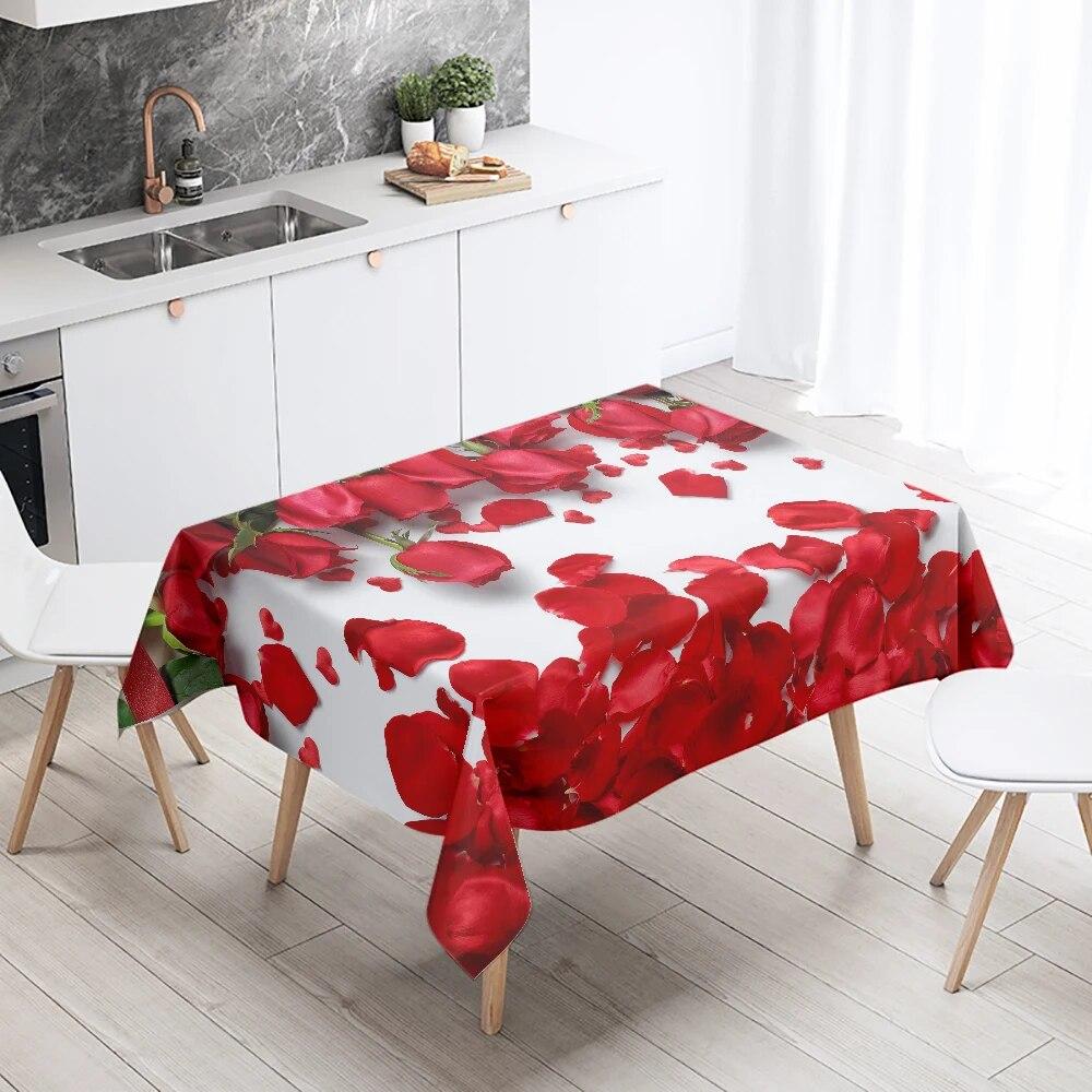 

Скатерть с цветком розы, украшение для ресторанного стола, свадьба, против пятен, прямоугольная домашняя 90x140cm