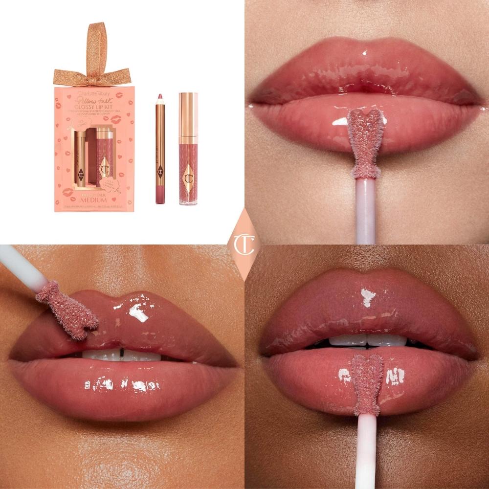 Charlotte Tilbury Mini Pillow Talk Glossy Lip Duos  Collagen Lip Bath 2.6ml   Lip Cheat 0.8g