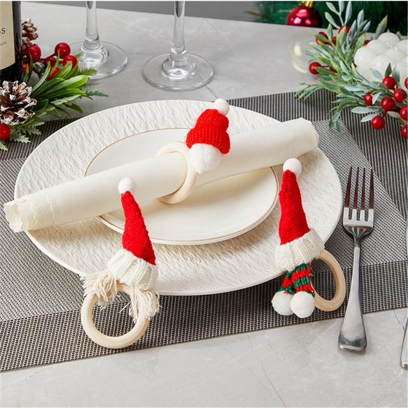 Set of 6 Napkin Buckles Decorative Serviette Rings Napkin Holder Christmas Tabletop Decorations for Wedding Banquets