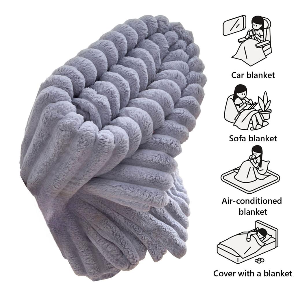 Reversible Faux Rabbit Fur Throw Blanket for Couch 60x40 Inches Fluffy Faux Fur Throw Blanket for Bed Sofa Chair Home Decor