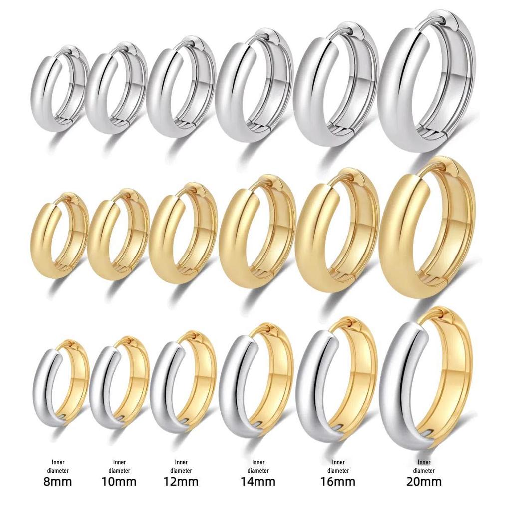 Elegant Titanium Steel Hoop Earrings for Women - Lightweight, Luxurious, Round & Colorfast Accessories