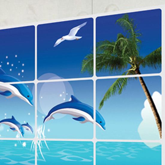 Oil-proof Kitchen Wall Sticker Rose Tulip Flower Dolphin Dandelion Self-adhesive Waterproof