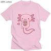 Bubble Tea Women Tshirts Pink Axlotl Kawaii Print T-shirt Street Hip Hop Crop Top Cool Summer Tee Shirt Cotton Fashion Clothing