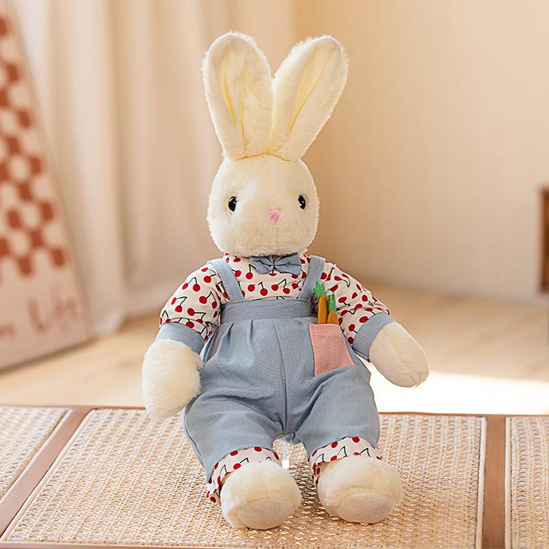 Пасторальная кукла-кролик для пары, плюшевая игрушка, юбка из ткани с цветами, кукла-маленький белый кролик, детская успокаивающая тряпичная кукла 40cm（0.25kg）