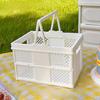 1pc Collapsible Storage Basket with Handle for Desktop Bookshelf Drawer, Stackable Folding Container for Kitchen, Bedroom, Office