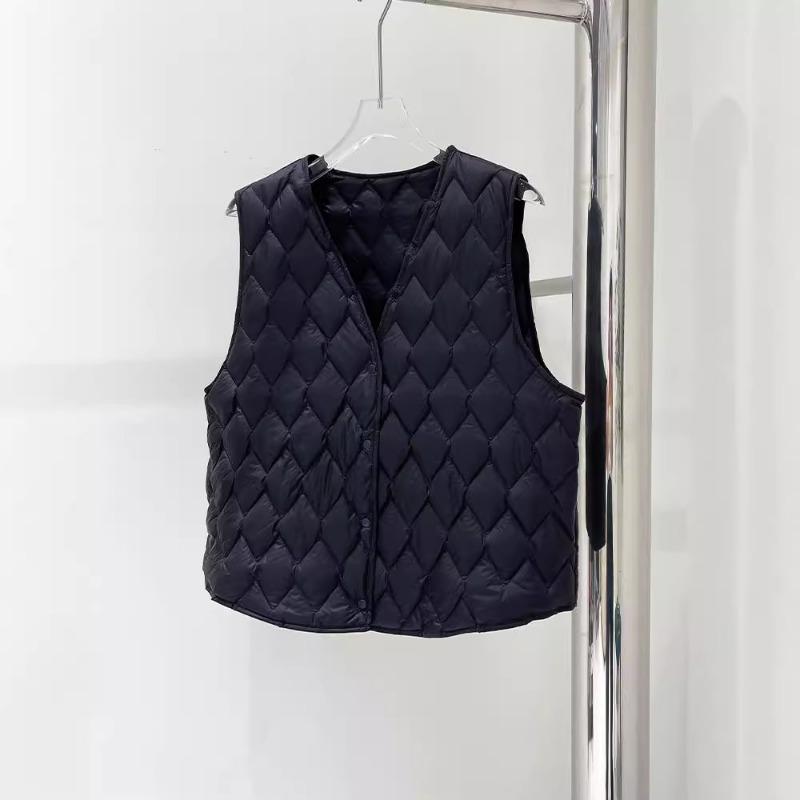 Rhombus Down Vest Women Wear Warm Inner Light Liner Autumn New Inner Thin Collar Short Vest