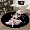 Ballerina With Swans And Flowers round carpet Chair cushion Round Entryway Rug, Soft Round Rugs for Living Room, Bedroom, Circle Carpet decor gifts