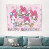 Sanrio Family Cute Cartoon Anime Printed Tapestry Kawaii Bedroom Living Room Background Wall Decoration Dormitory Apartment
