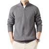 2025 Autumn/Winter Men's Stand-Up Collar Knitted Cardigan: Fashionable, Versatile Solid Color Sweater with Long Zipper.
