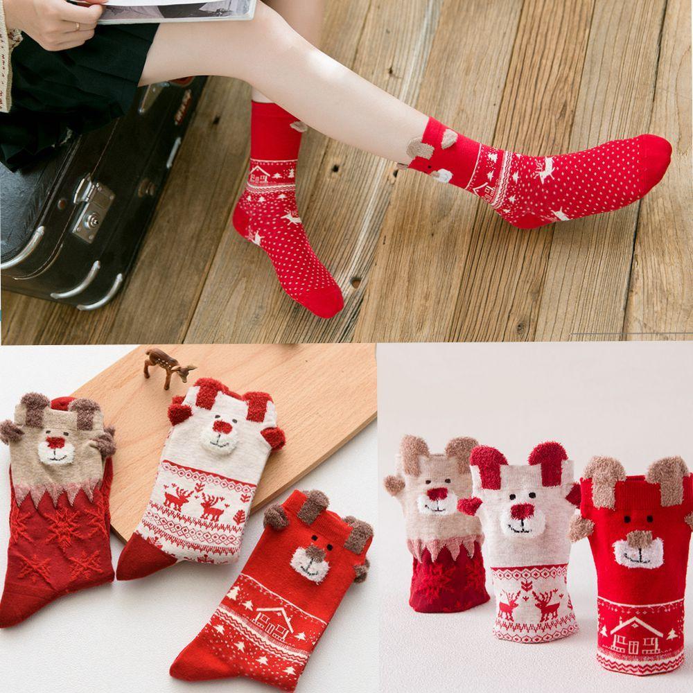 

XMAS Gifts Soft Xmas Gifts Deer Printed Cotton Hosiery Winter Warm Christmas Socks