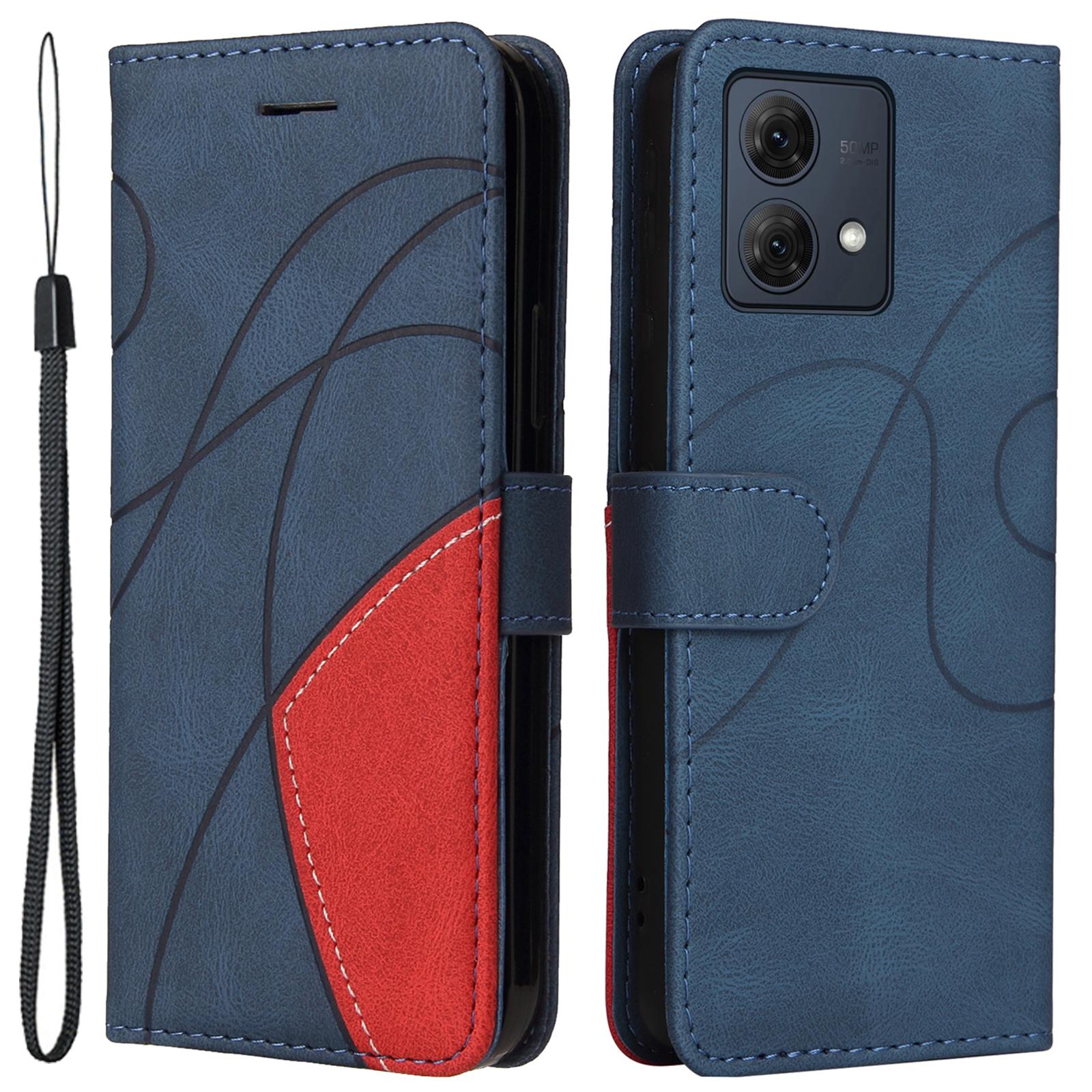 

Для Motorola Moto G84 5G Шкіряний Чохол Гаманець Підставка Кольорове Поєднання Чохол для Телефону Blue