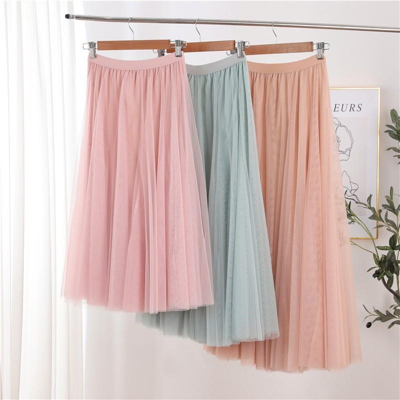 Dámská pevná skládaná elegantní midi elastická sukně v pase