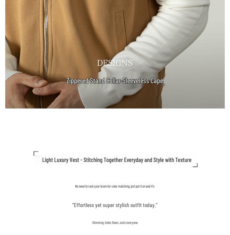 Leichter Luxus Stil Herren Hautfreundliche Baumwolle Stehkragen Reißverschluss Weste - Lässige Herbst/Winter Layering Weste Jacke