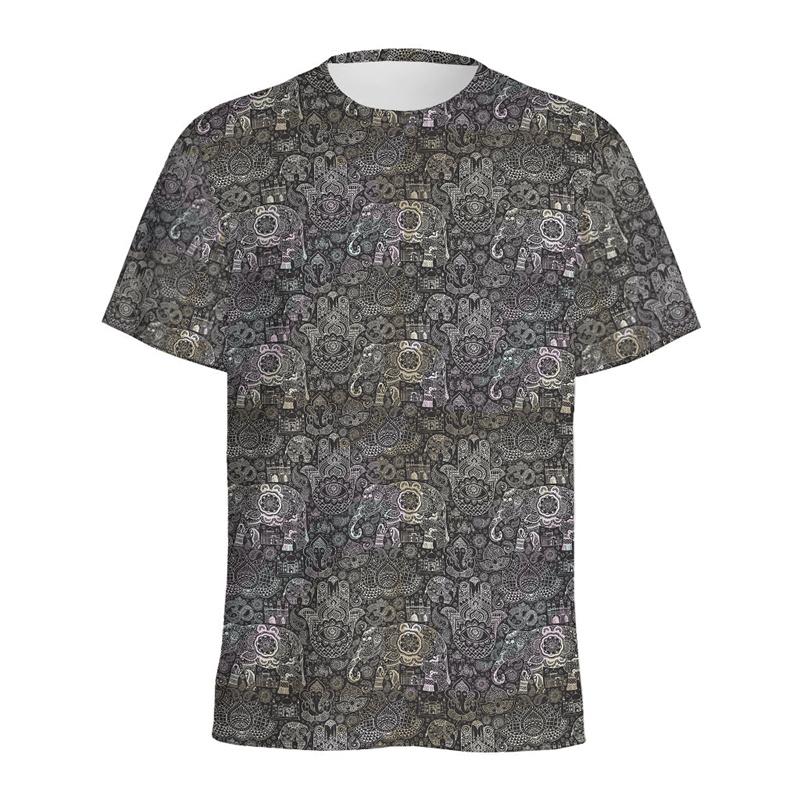 Summer Ethnic Elephant 3D Print T-Shirts Streetwear Men FashionCasual Oversized O-Neck Short Sleeved T Shirt Tees Tops Clothing