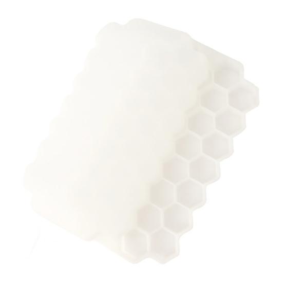 37 Cavity Honeycomb Ice Tray BPA-Free Slow-Melt Reusable Small Ice Mold with Lid Easy Release Silicone Ice Cube Maker for Freezer