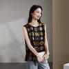 SOFSIL 2026 Summer New Chinese Style Print Sleeveless Silk Blend Shirt