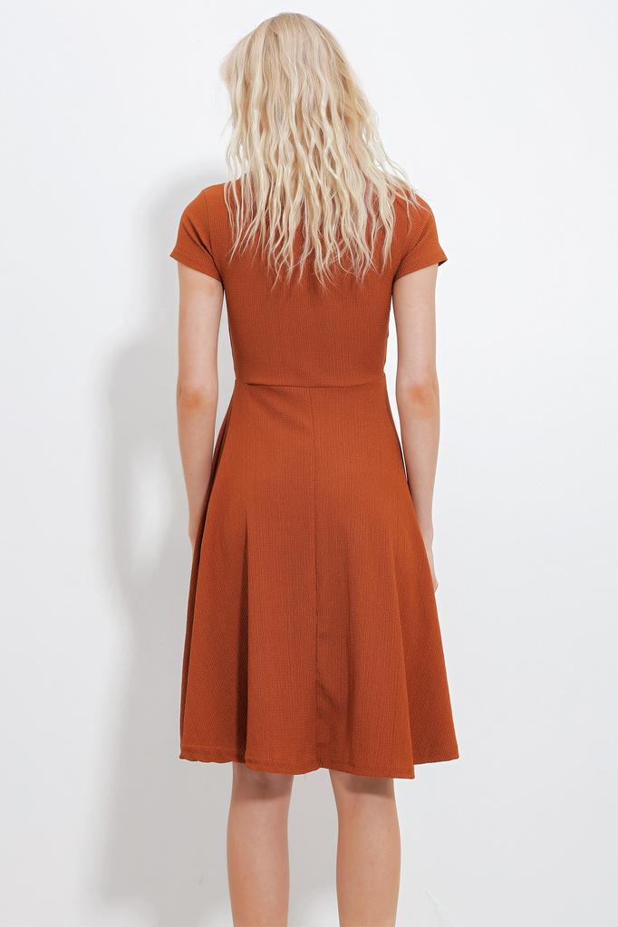 Women's Dress New Season Fashion Blue V-neck Ruffled Midilength Knitted Dress