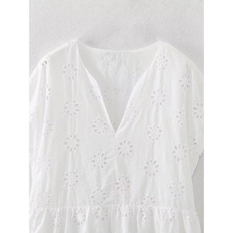 Kaslead New Arrival Women's Clothing Fashion Style Cut Out Embroider Short Dress 7521269 250