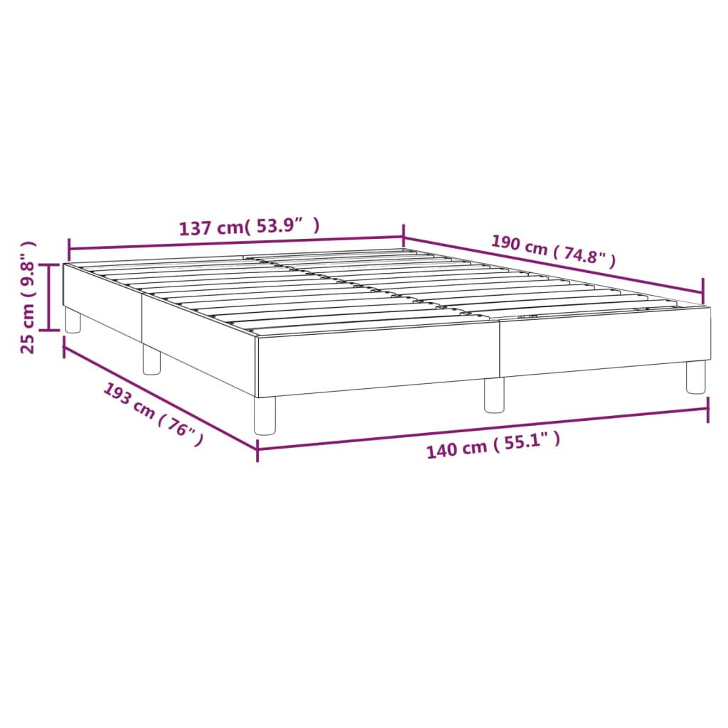 Box Spring Bed Frame Dark Gray 140 X 190 Cm Velvet