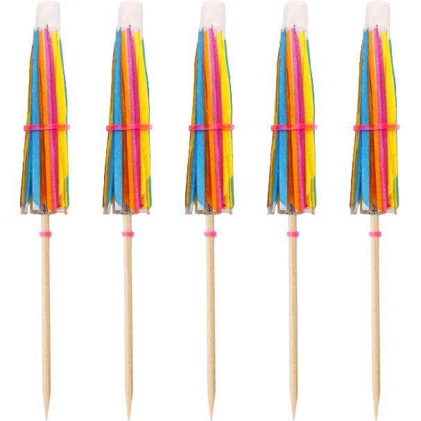 BLUE TOP Cocktail Umbrella Parasol Picks 4 Inch Pack 50pcs,Drink Umbrella Toothpicks for Drink&Food, Decorative toothpicks for Children's Day