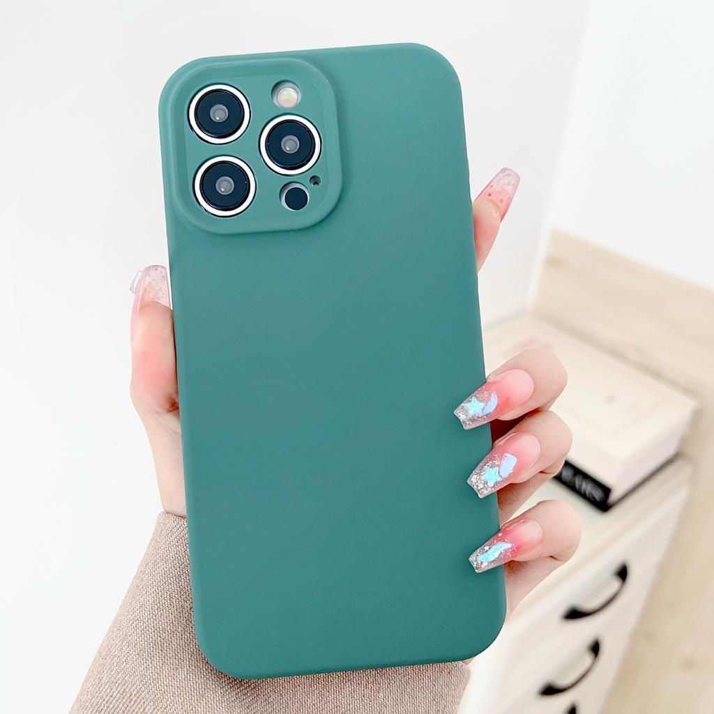 Liquid Apple Silicone Thickened Case Suitable for Apple 15PROMAX mobile phone case iPhone11 solid color 13/14