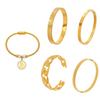 18K Gold-Plated Stainless Steel Round Pendant Bracelet with Zircon Inlay for Women - Popular European & American Style