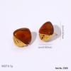 Vintage Amber Gradient Flower & Heart Stainless Steel Stud Earrings with Sun Pattern