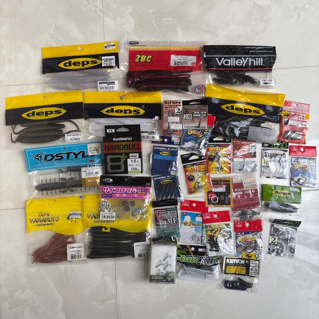 Used Bass fishing worm/lure/PE line set retired bulk sale
