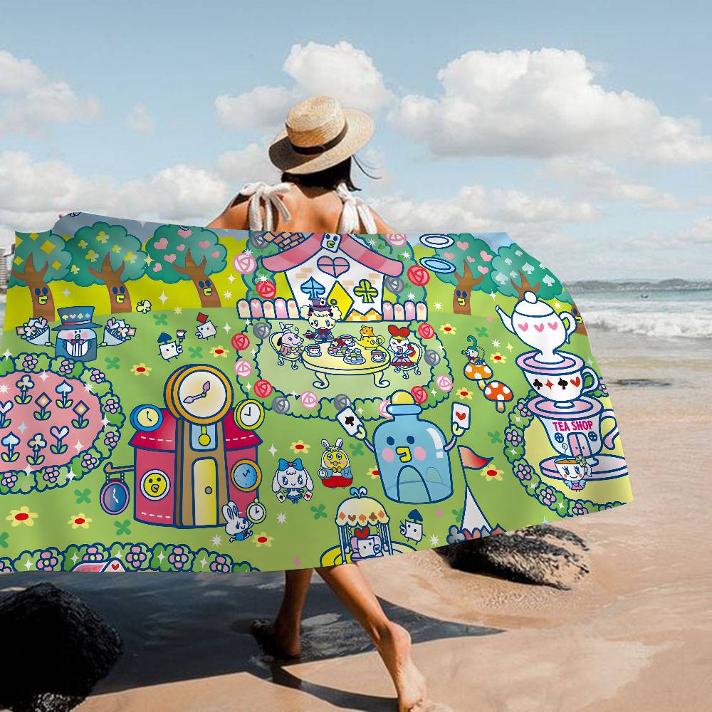 Classic T-Tamagotchi Cut Friend Game  Bath Towel Microfiber Soft Water Absorbing Breathable For Girl Kids Decorative Beach Towel