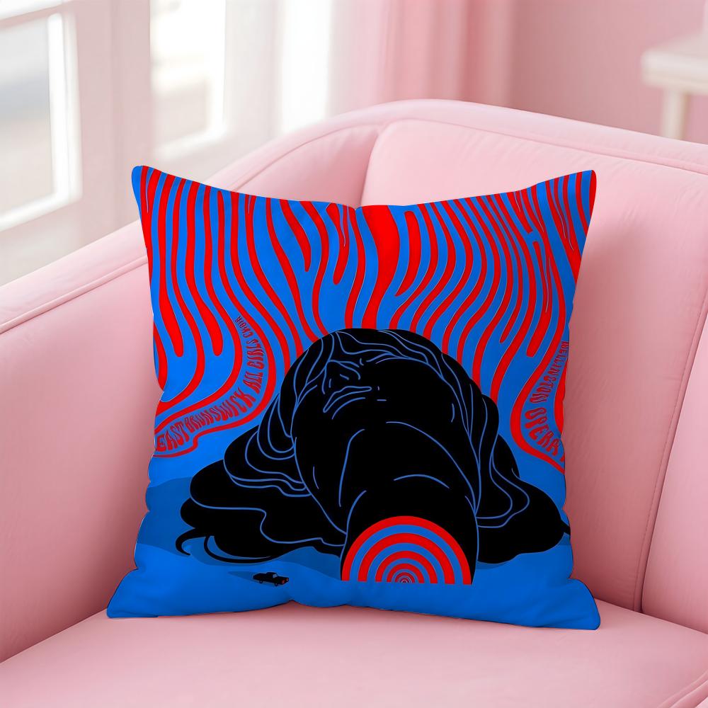 Lebendige Retro Interessante psychedelische Linien Kunst Kissenbezug Leinen Kissenbezug Hülle Weiche Dekoration für Sofa Wohnzimmer