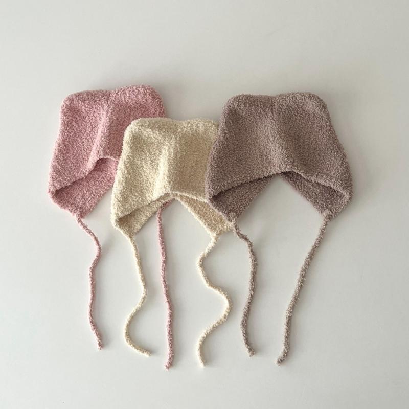 Soft Cat Ear Baby Beanies Cap Infant Ear Protections Hat Cartoon Warm Bonnet Shower Gift Photo Props for Boys and Girl